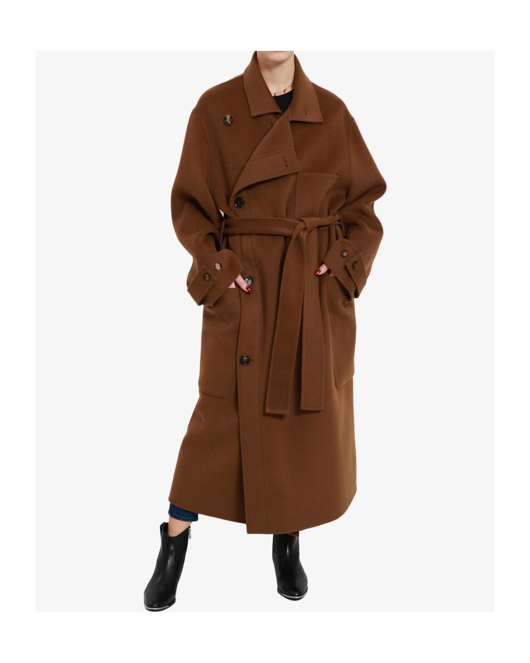 Philosophy Di Lorenzo Serafini Brown Tie-Up Long-Sleeve Coat