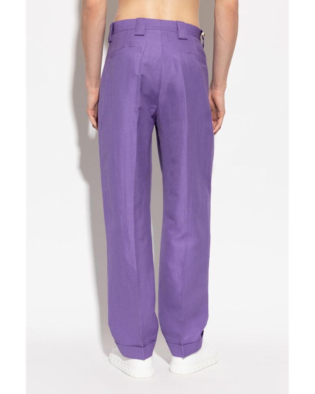 Versace Purple Pleated Tailored Trousers for men