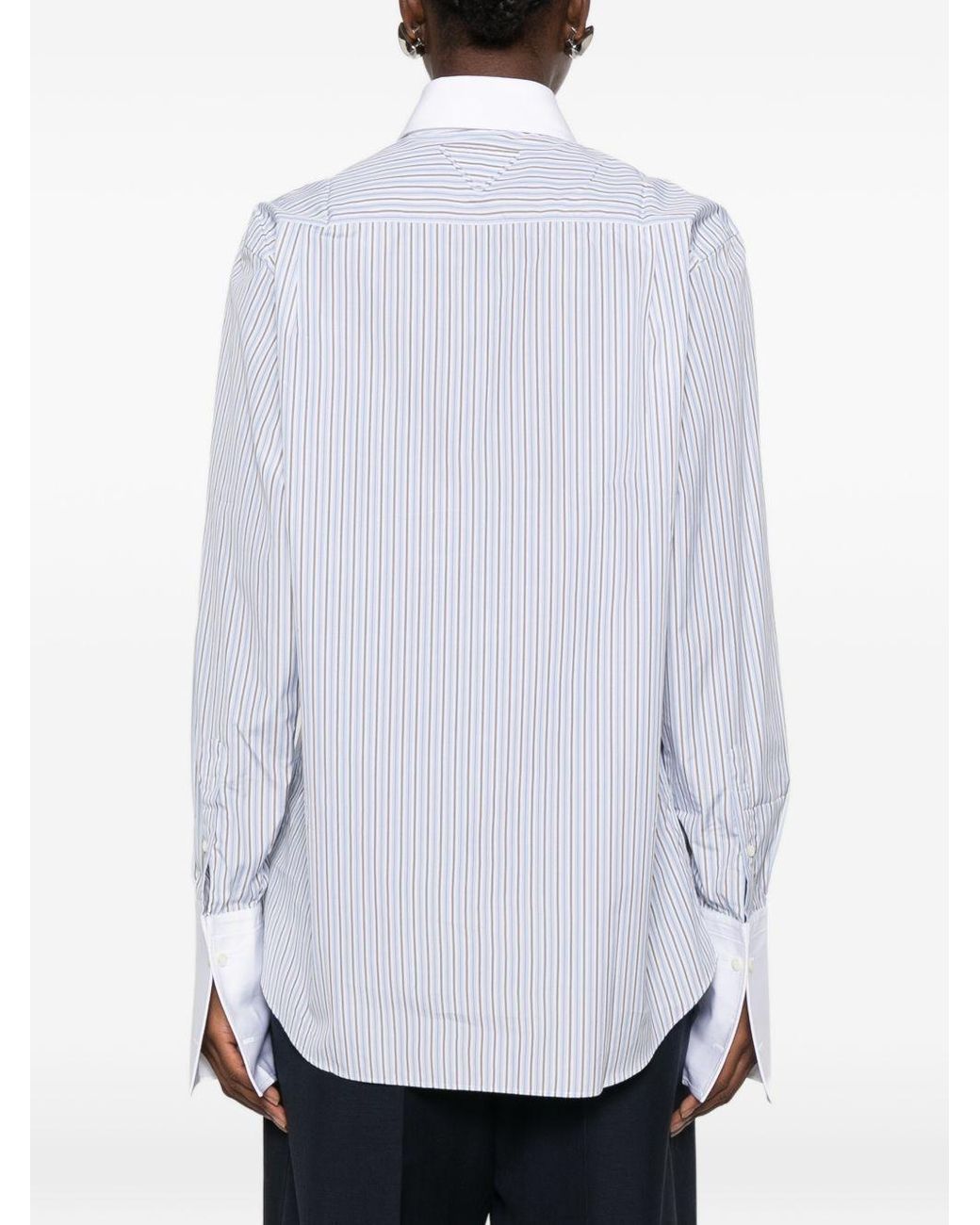 Prada Gray Striped Poplin Shirt