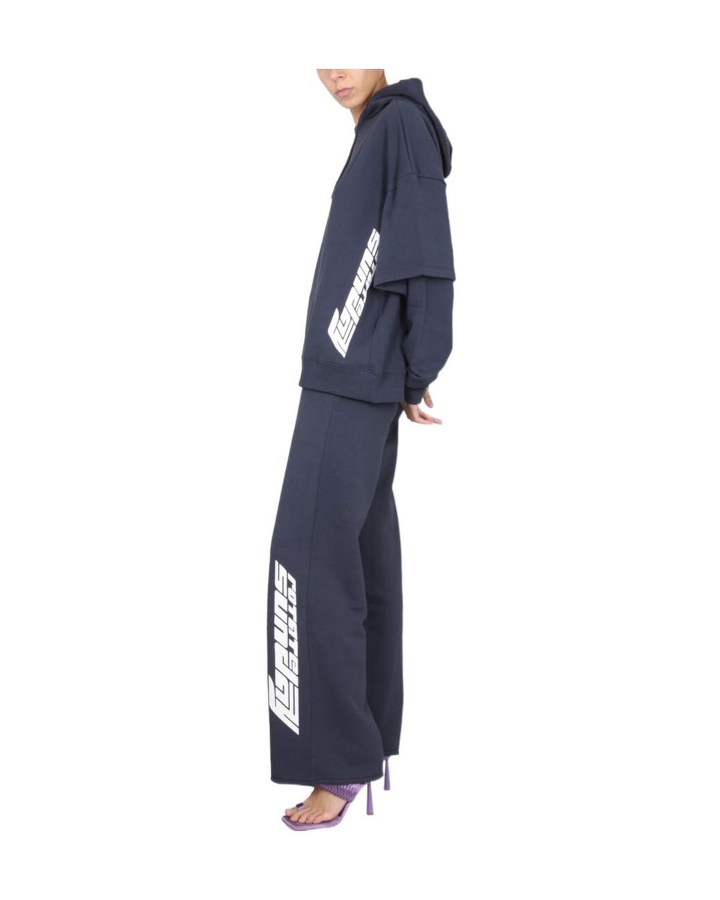 ROTATE BIRGER CHRISTENSEN Blue Double-Sleeve Organic Cotton Hoodie