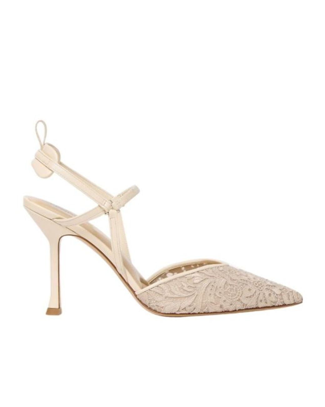 Fendi Natural Very Colibri Parchment-Colored Tulle High-Heeled Slingbacks
