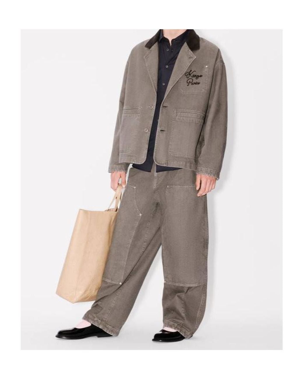 KENZO Brown Paris Chainstitch' Workwear Jacket for men