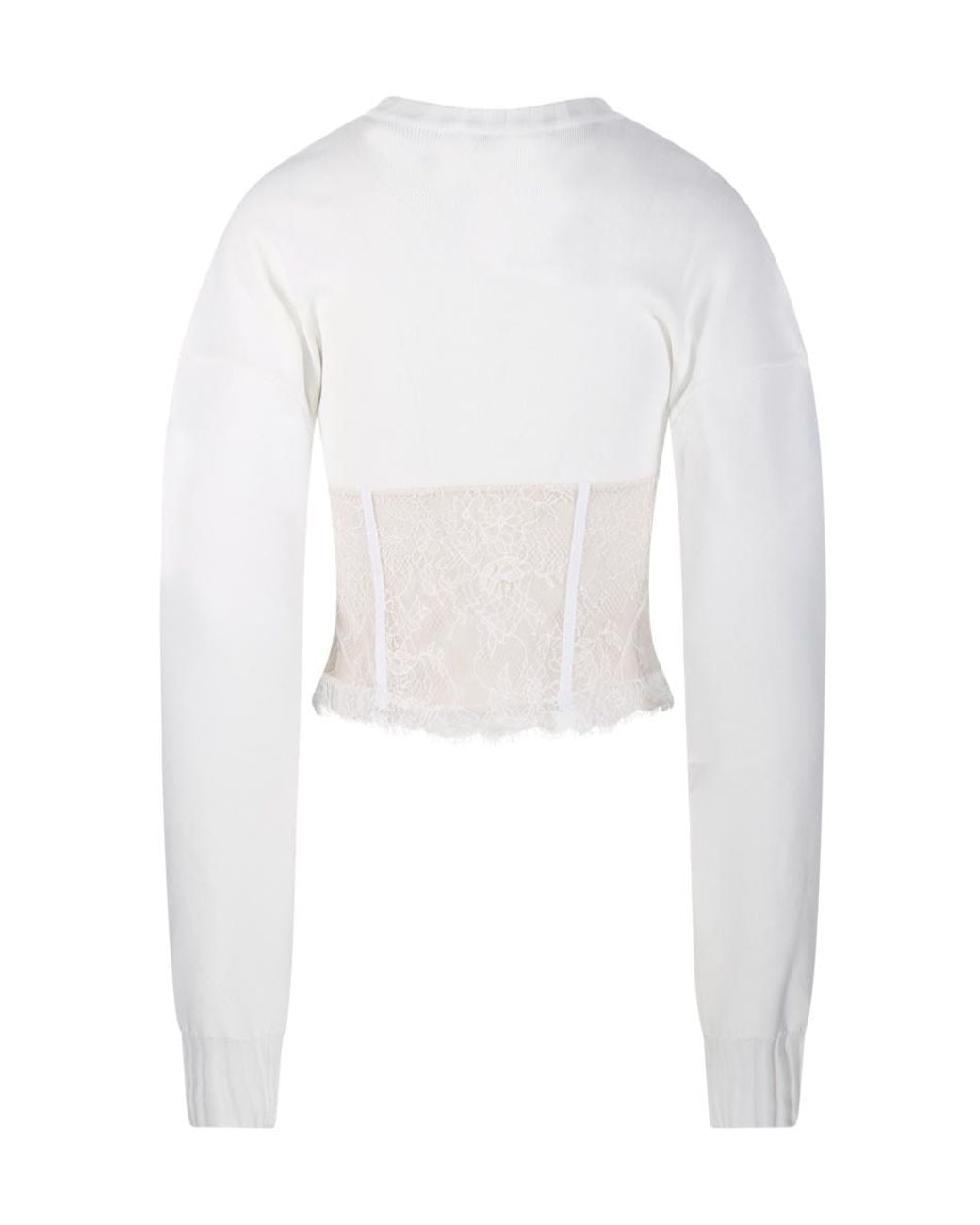 GIUSEPPE DI MORABITO White Lace Bustier Knitted Sweater