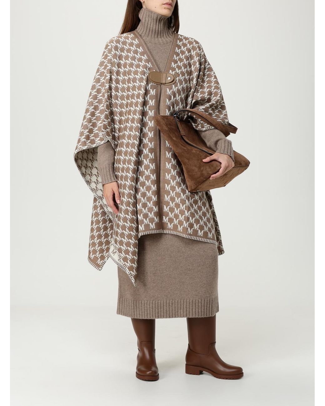 Max Mara Natural Editti All-Over Patterned Cape