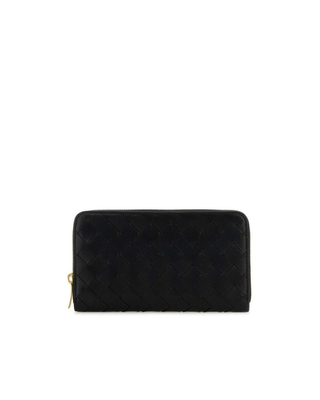 Bottega Veneta Black Intrecciato Zipped Wallet