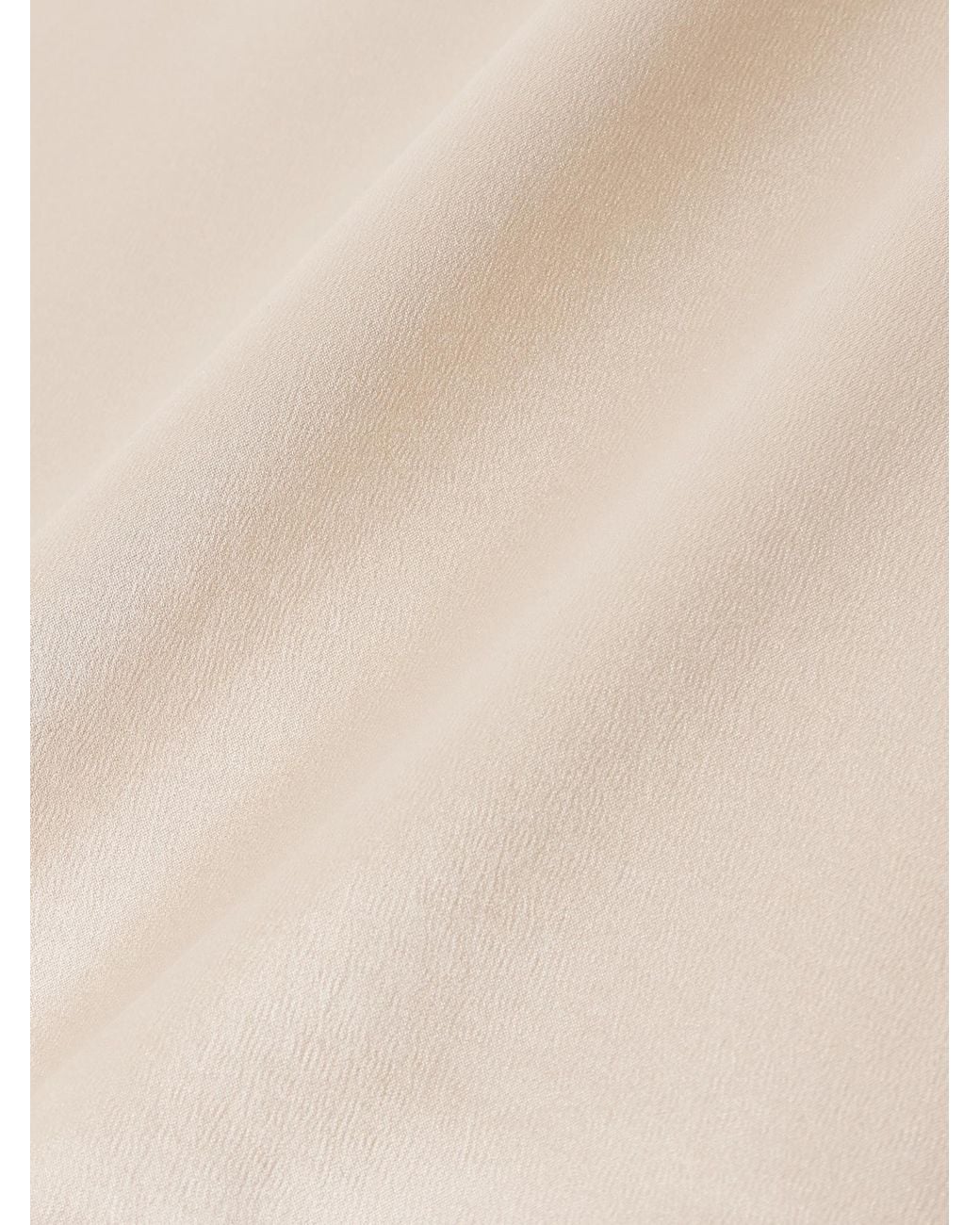 Brunello Cucinelli Natural Bead-Embellished Silk-Blend Satin Top