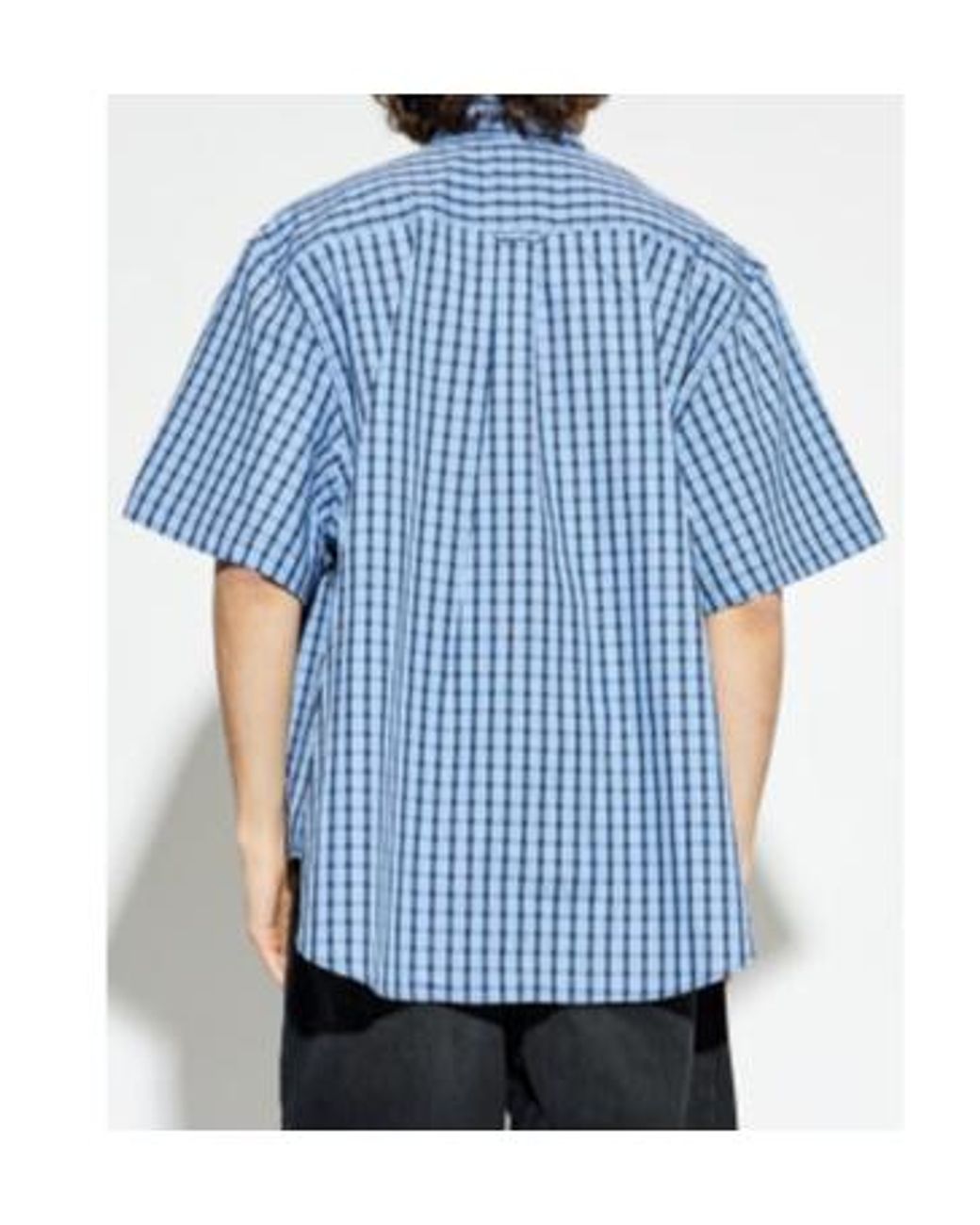 Vetements Blue Logo Patch Checked Short-Sleeve Shirt for men