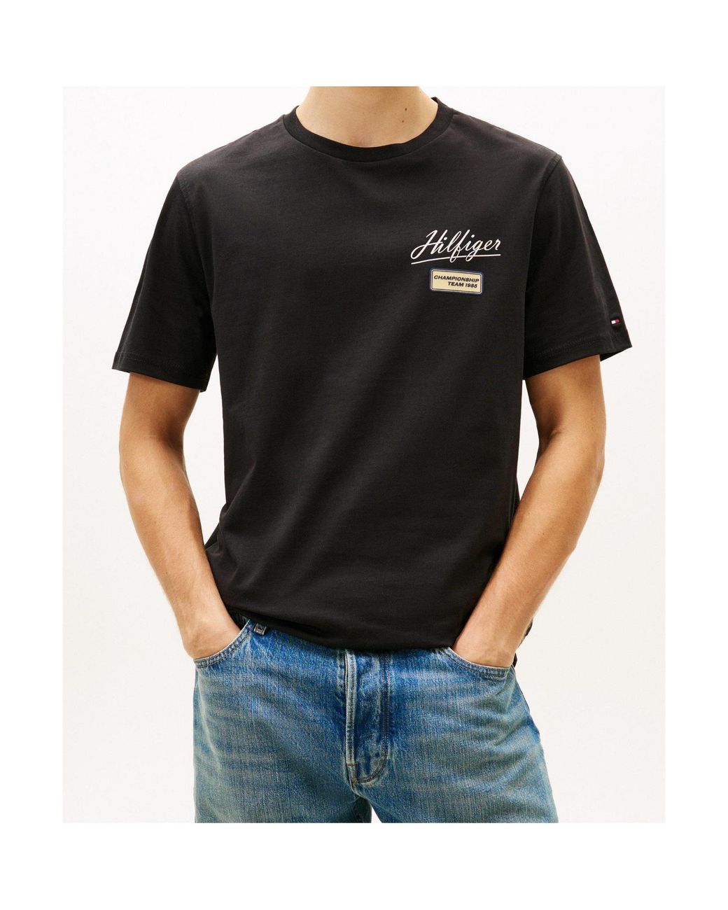 Tommy Hilfiger Black Logo Short Sleeve T-Shirt for men