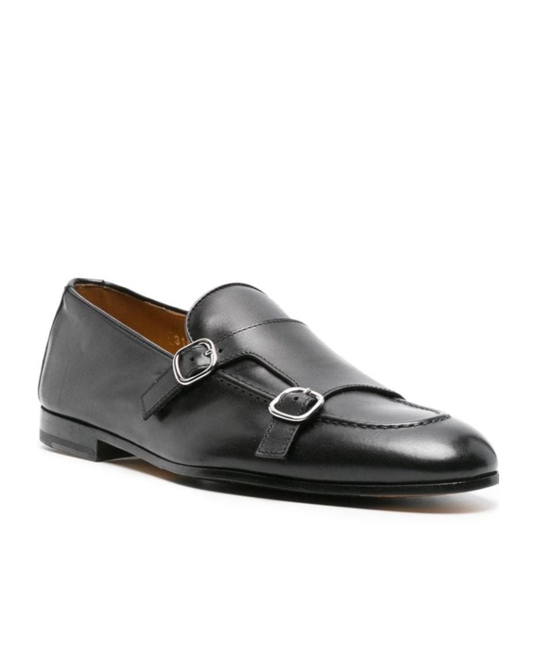 Doucal's Black Double-Buckle Loafers for men