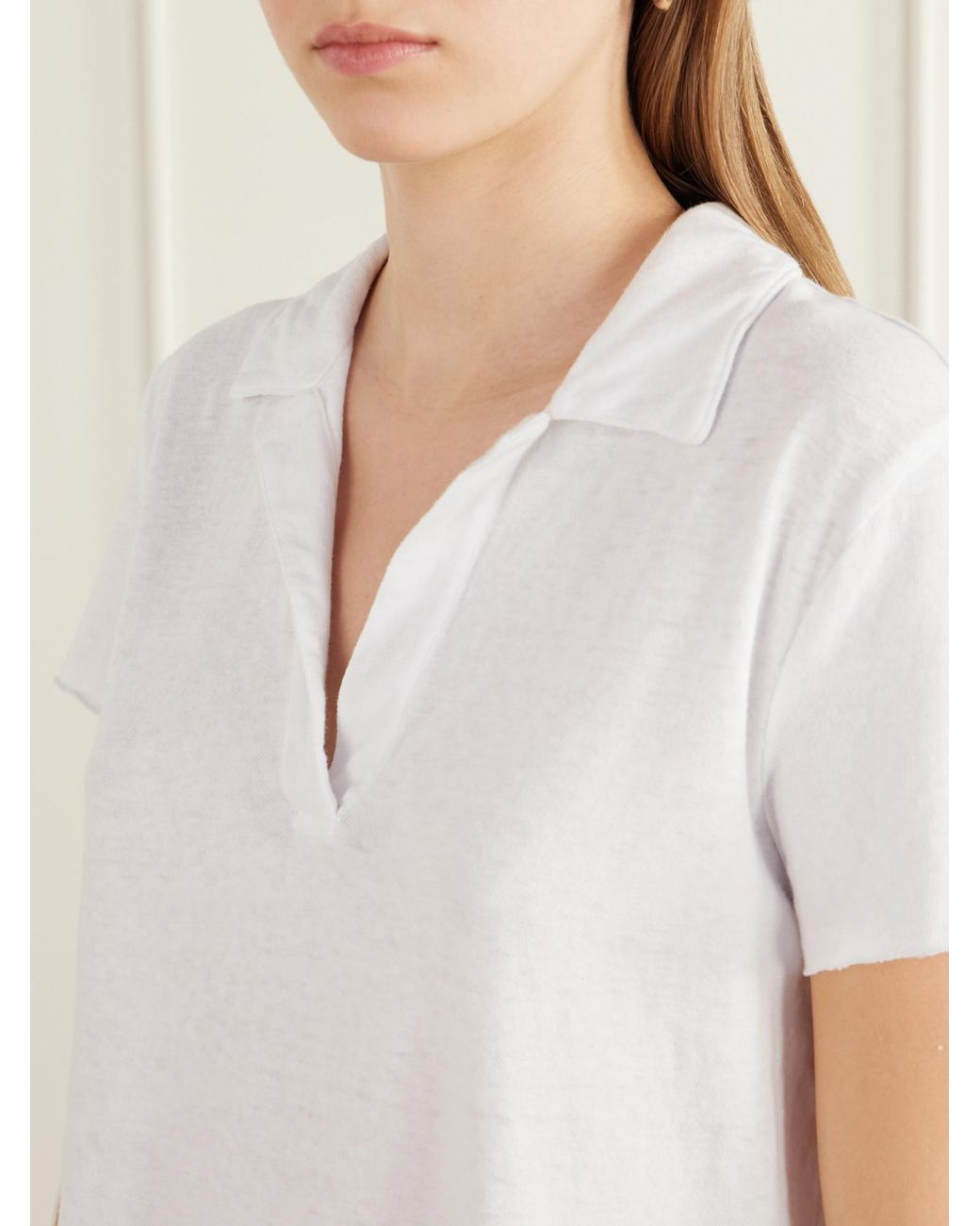 James Perse White Cotton-Piqué Polo Shirt