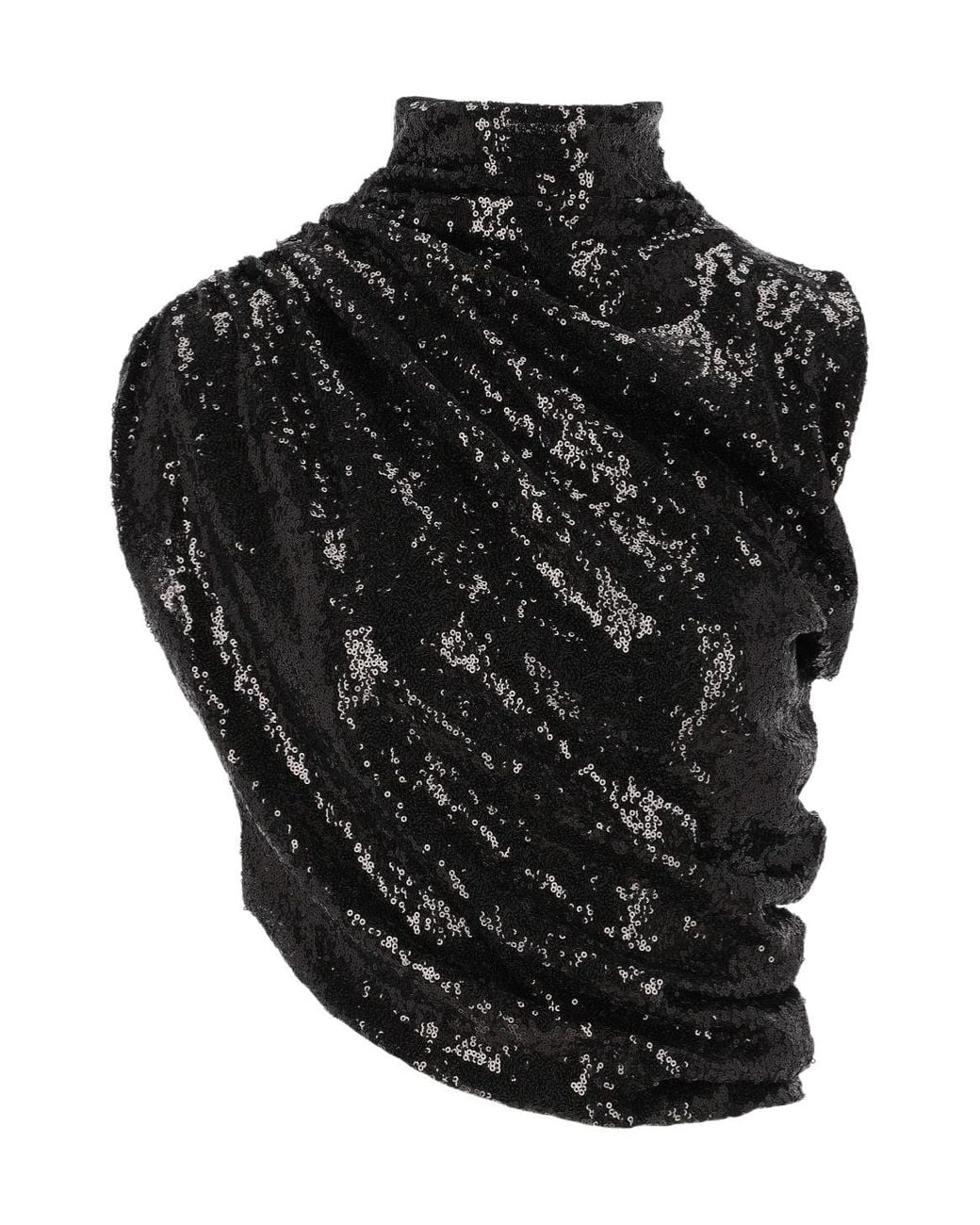 Amazuìn Black Celin Sequined High Neck Crop Top
