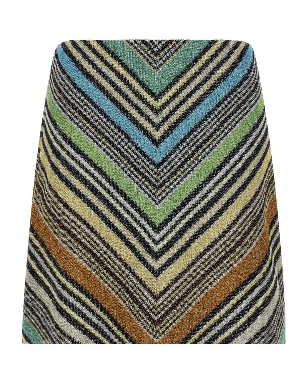 Missoni Green Chevron Lamé Mini Skirt