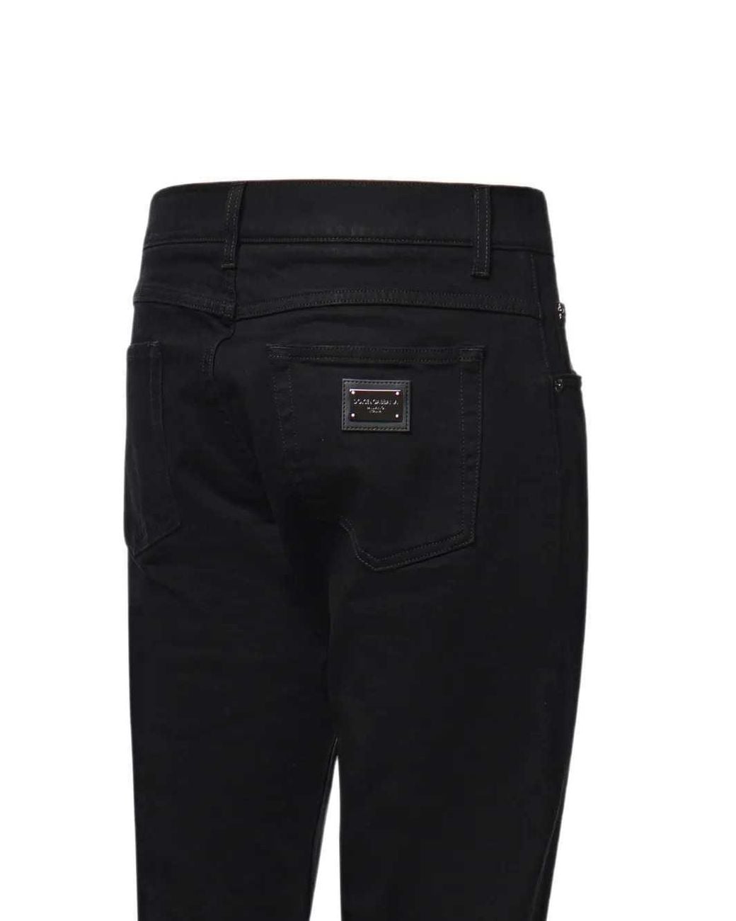 Dolce & Gabbana Black Logo Plaque Straight Leg Jeans for men