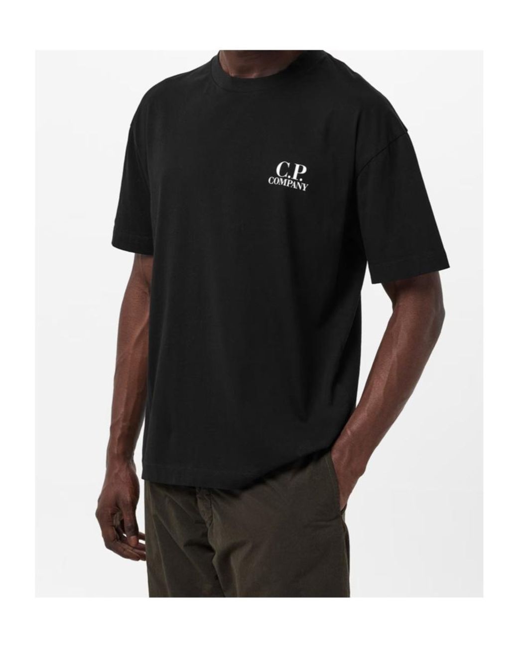 C P Company Black Logo Crew Neck T-Shirt for men