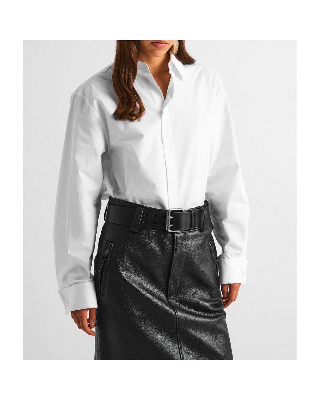 Saint Laurent White Long Sleeve Plain Shirt