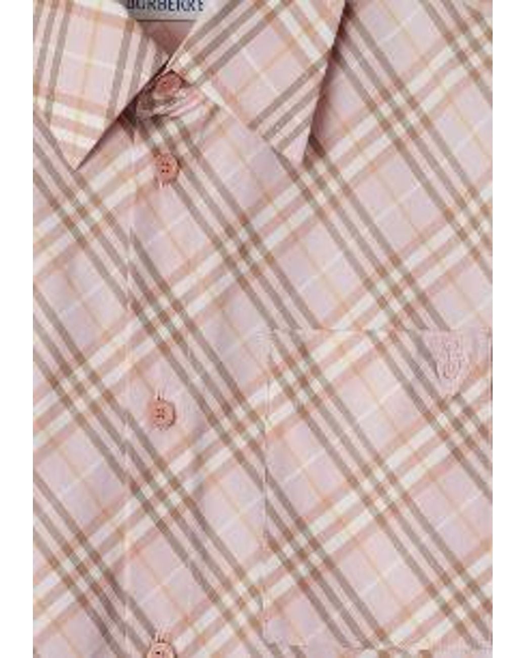 Burberry Pink Logo Embroidered Checkered Shirt