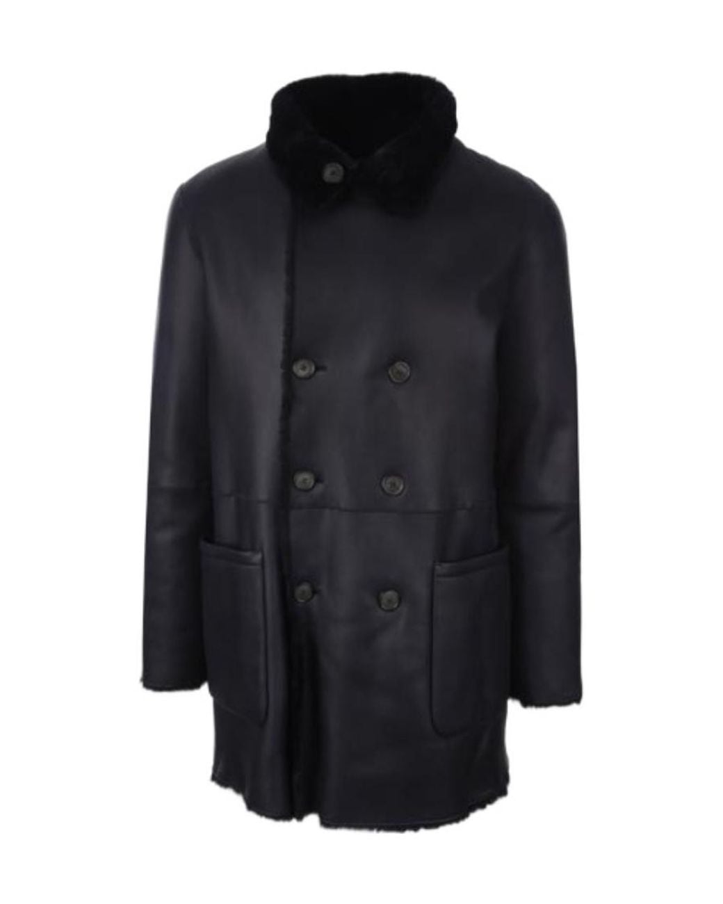 Giorgio Armani Blue Double-Breasted Reversible Coat for men
