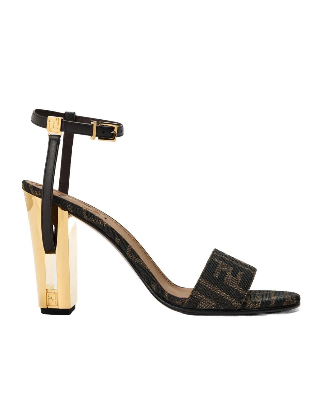 Fendi Metallic Goldembellished Highheeled Shoes