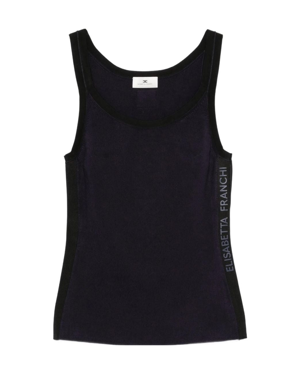 Elisabetta Franchi Black Logo-Print Ribbed-Knit Tank Top
