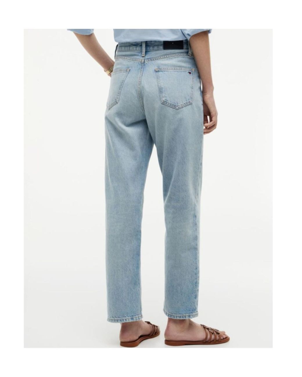 Tommy Hilfiger Blue Logo-Plaque Chain-Link Jeans
