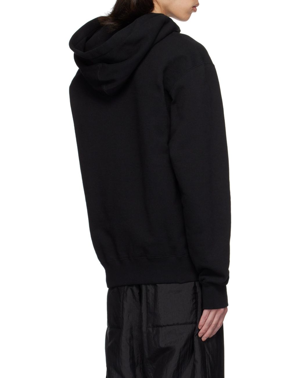Jil Sander Black Logo Patch Long-Sleeved Hoodie for men