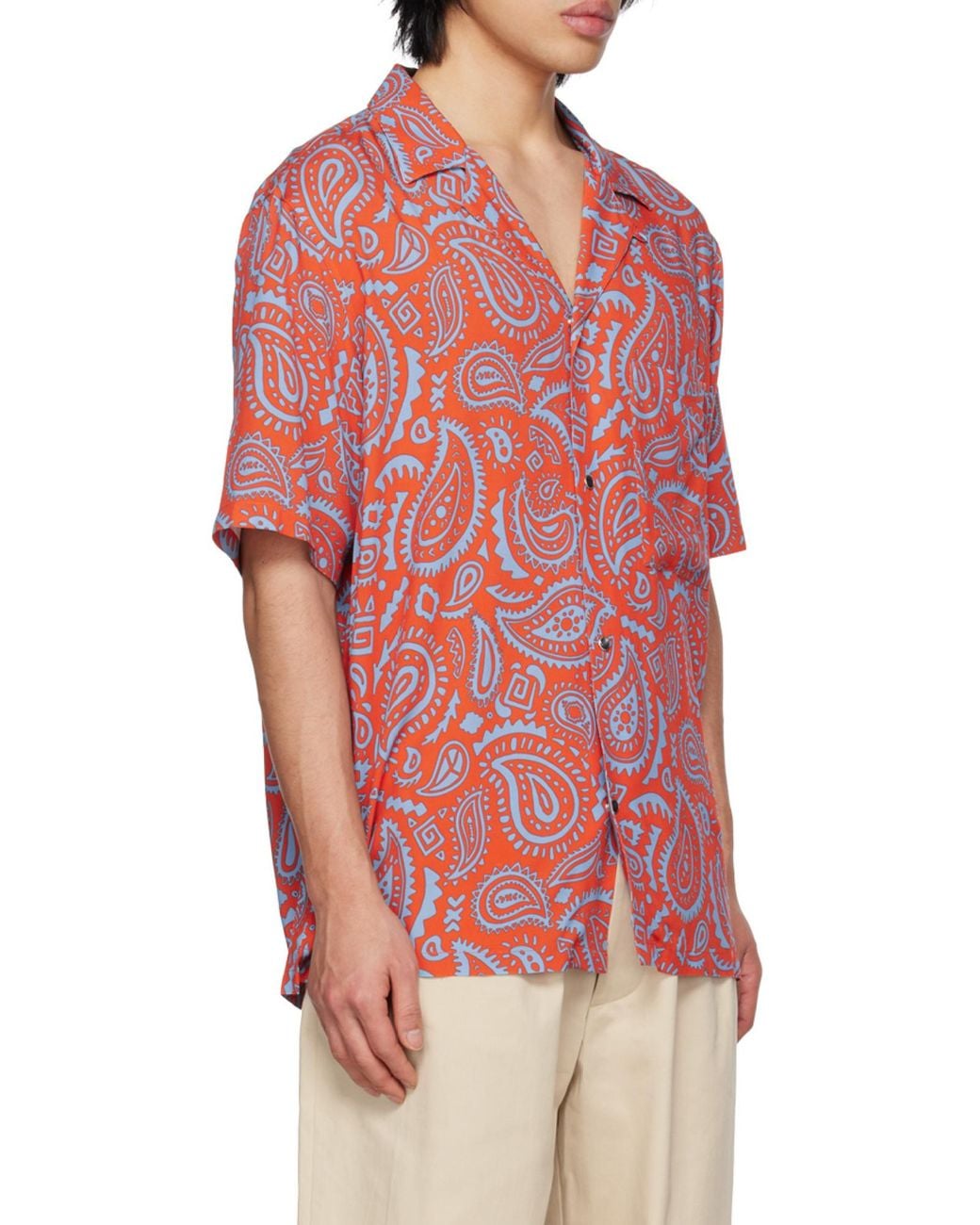 Marcelo Burlon Red County Of Milan Paisley Hawaii Shirt for men