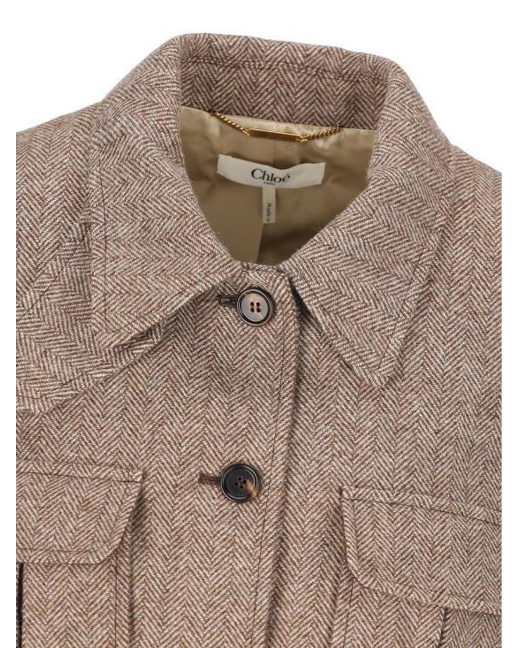 Chloé Brown Chloé Collared Button-Up Jacket