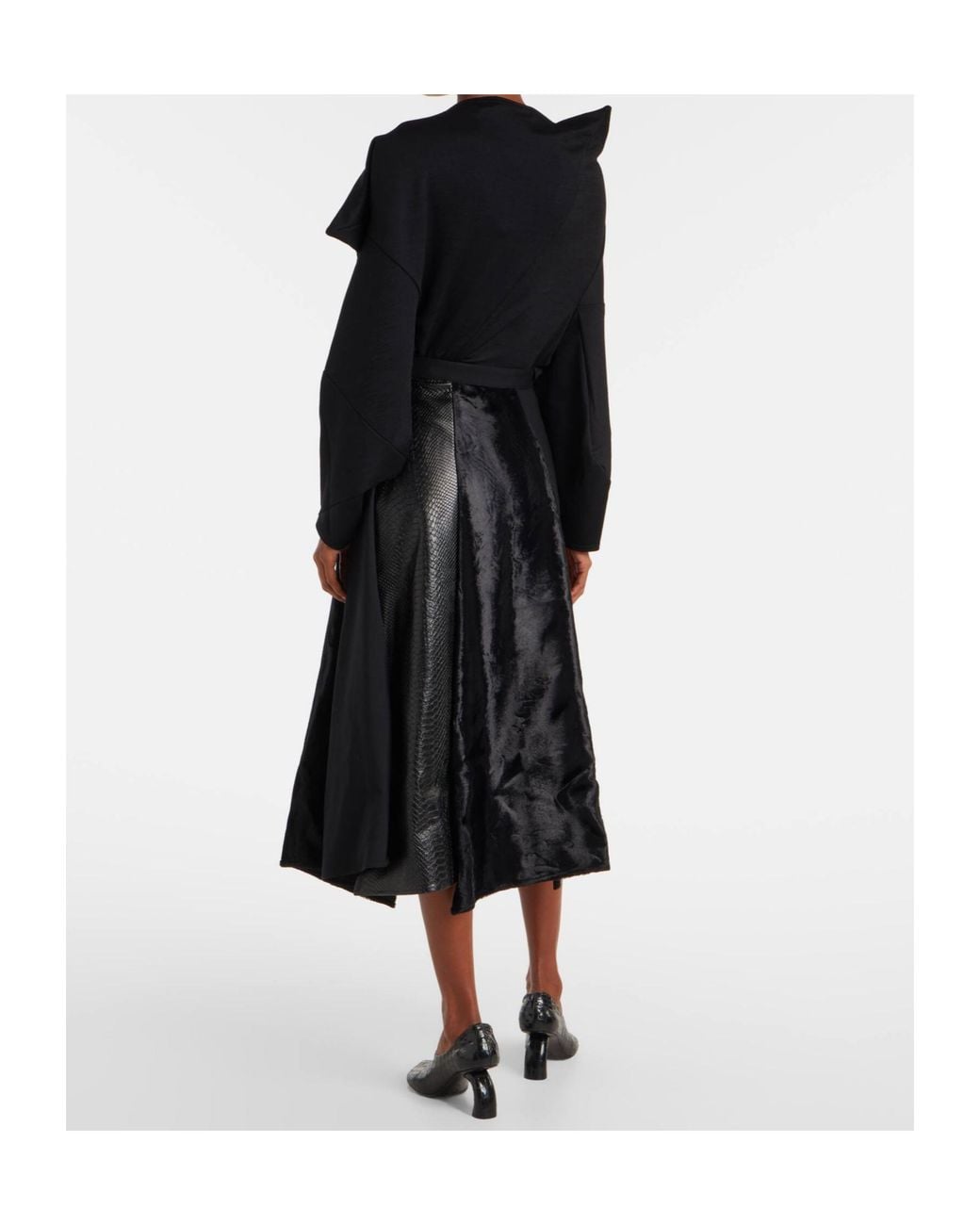 Junya Watanabe Black High Waist Asymmetrical Hem Skirt