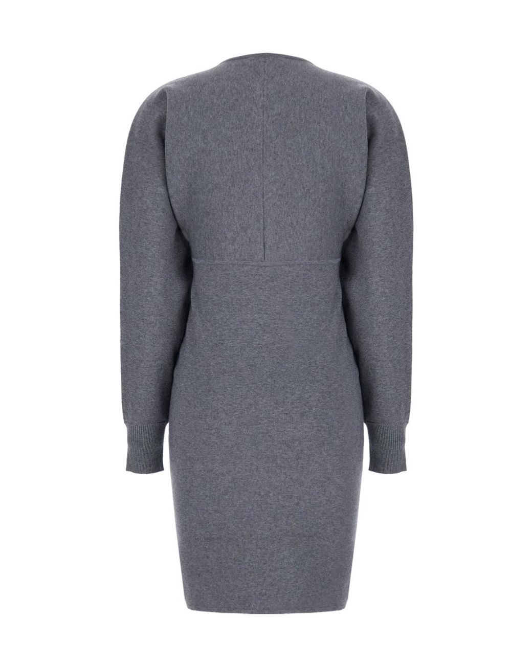 Max Mara Gray Zip Crew-Neck Dress