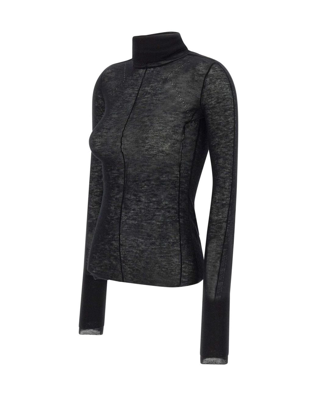 Elisabetta Franchi Black Sheer Turtleneck Knitted Sweater