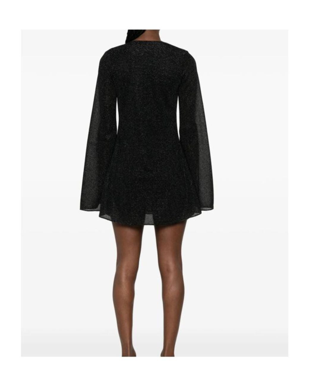 Oseree Black Oséree Lurex Plunge Mini Dress