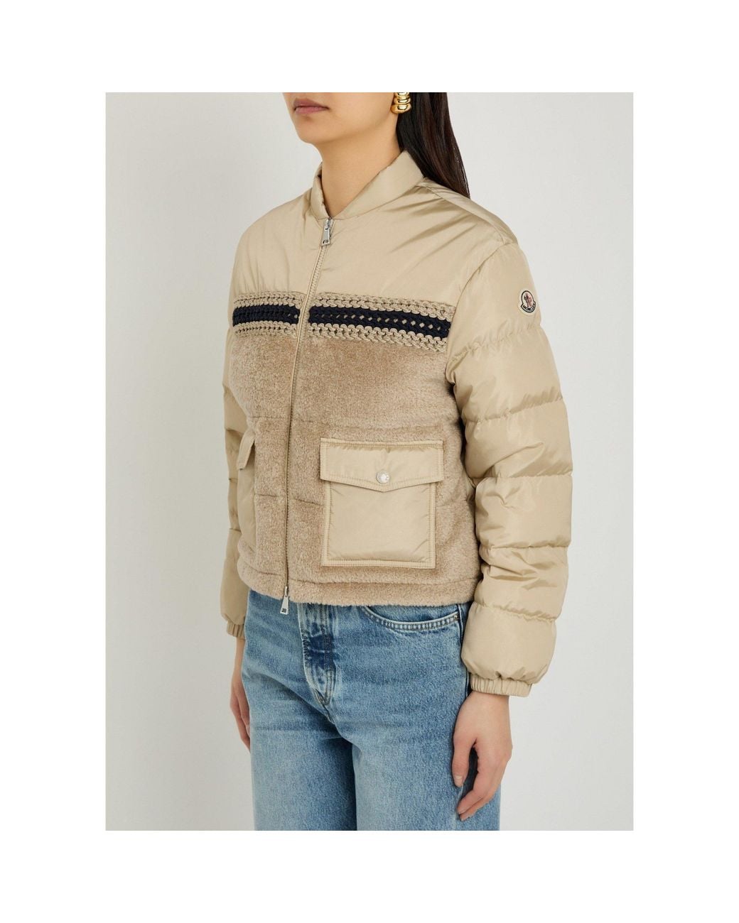 Moncler Natural Cropped Down Jacket
