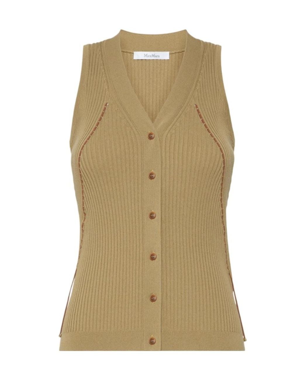 Max Mara Green Semi-Fitted Knit Waistcoat