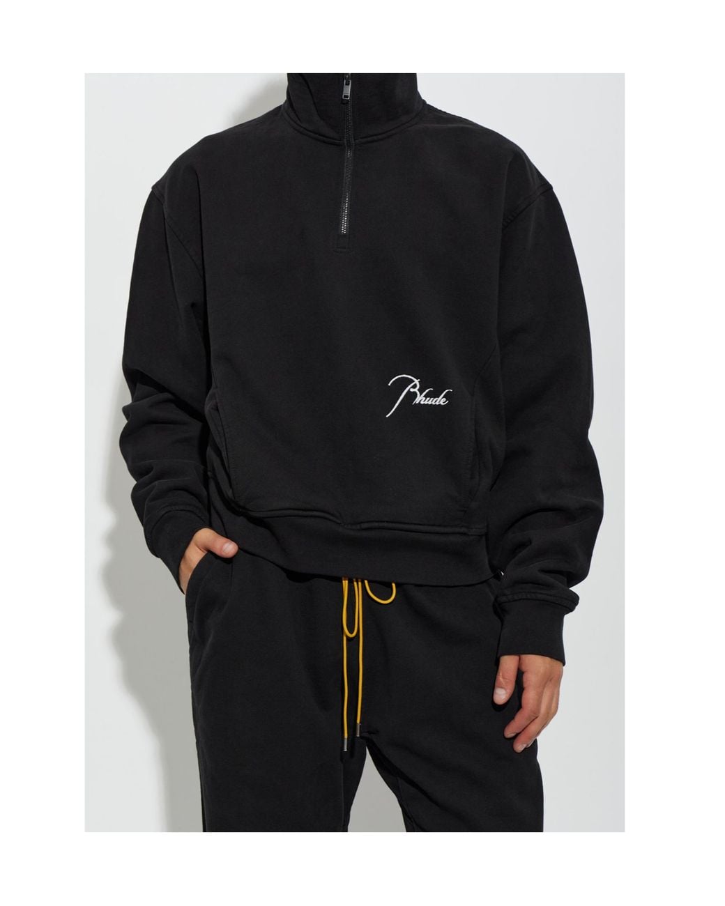 Rhude Black Logo Half-Zip Sweatshirt for men