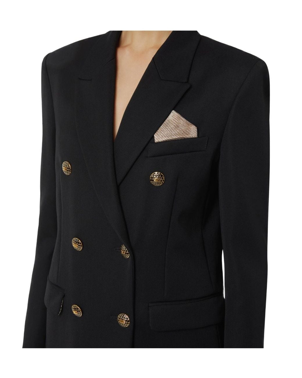 Elisabetta Franchi Black Double-Breasted Gabardine Jacket