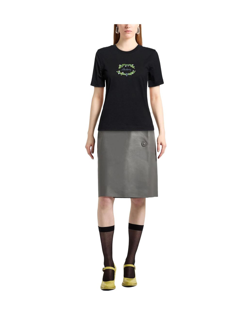 Burberry Black Solid Printed T-Shirt