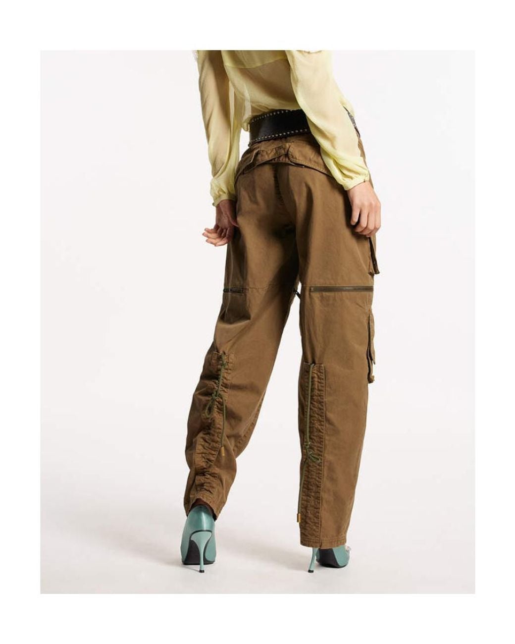 DSquared² Green Patch-Detailed Tapered Drawstring Cargo Trousers