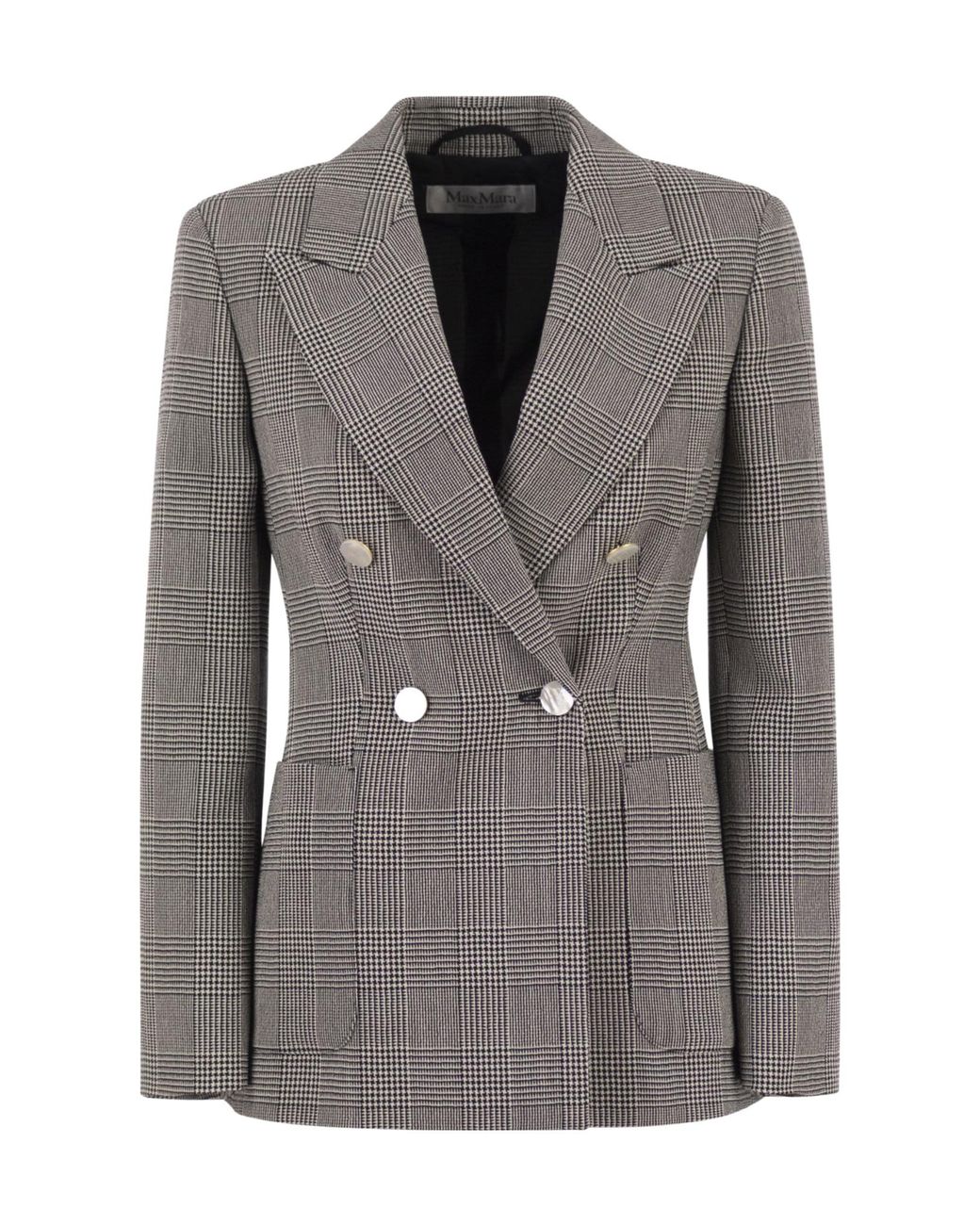 Max Mara Gray Mxmaccordo Double Breasted Prince Of Wales Blazer