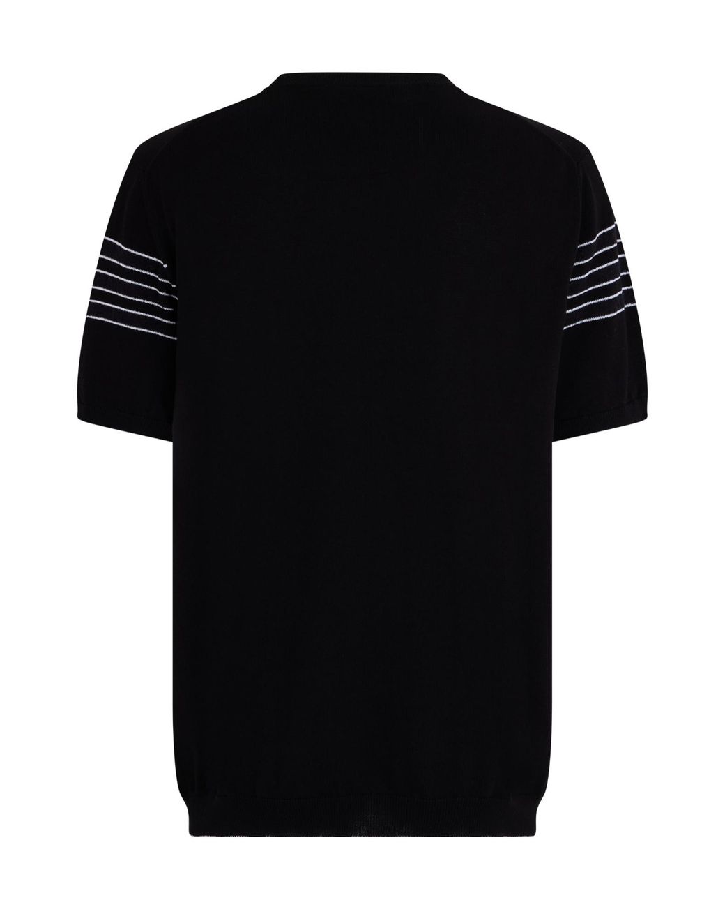 Roberto Collina Black Striped Short-Sleeve Knitted Sweater for men