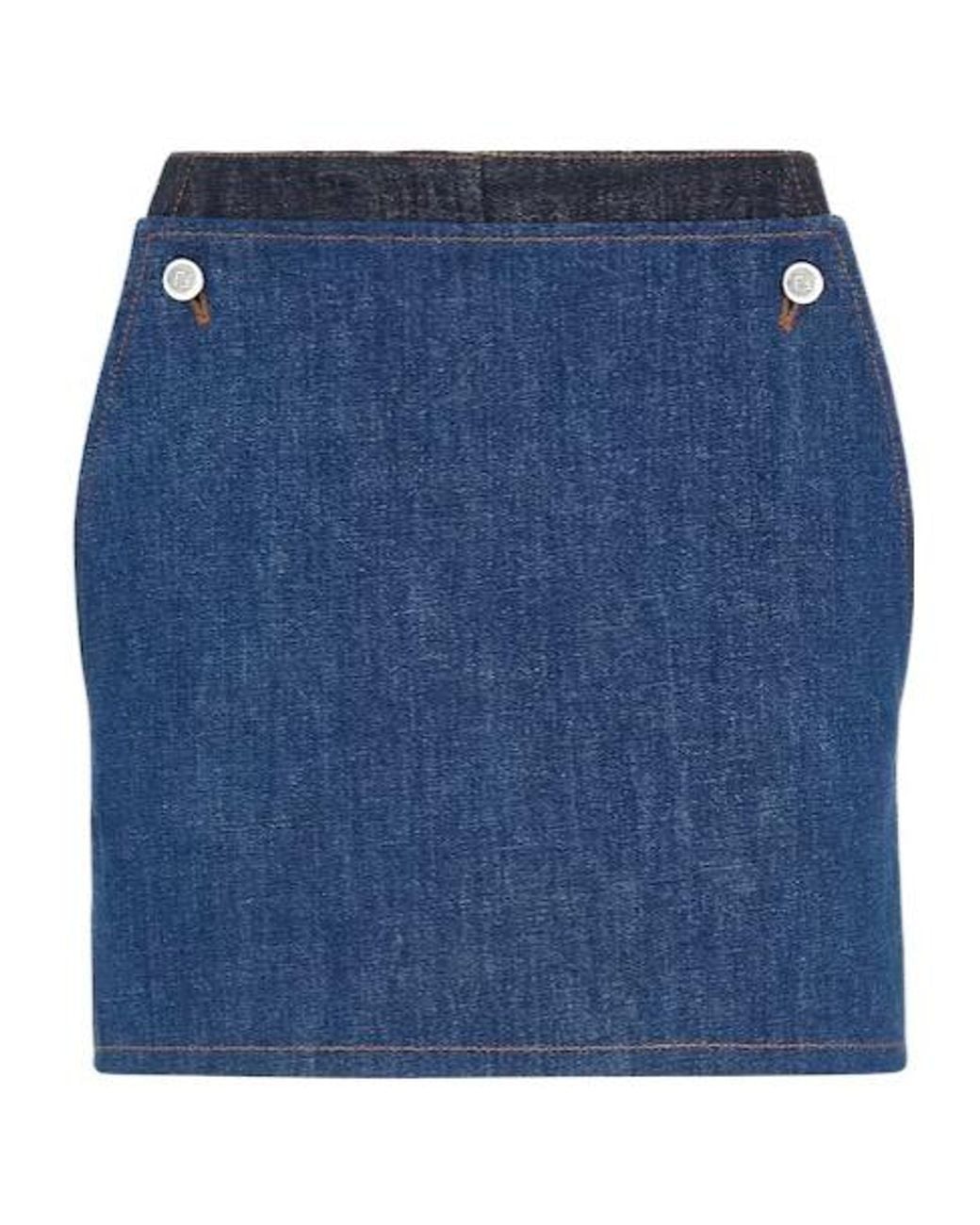 Fendi Blue Denim Panelled Logo Patch Shorts