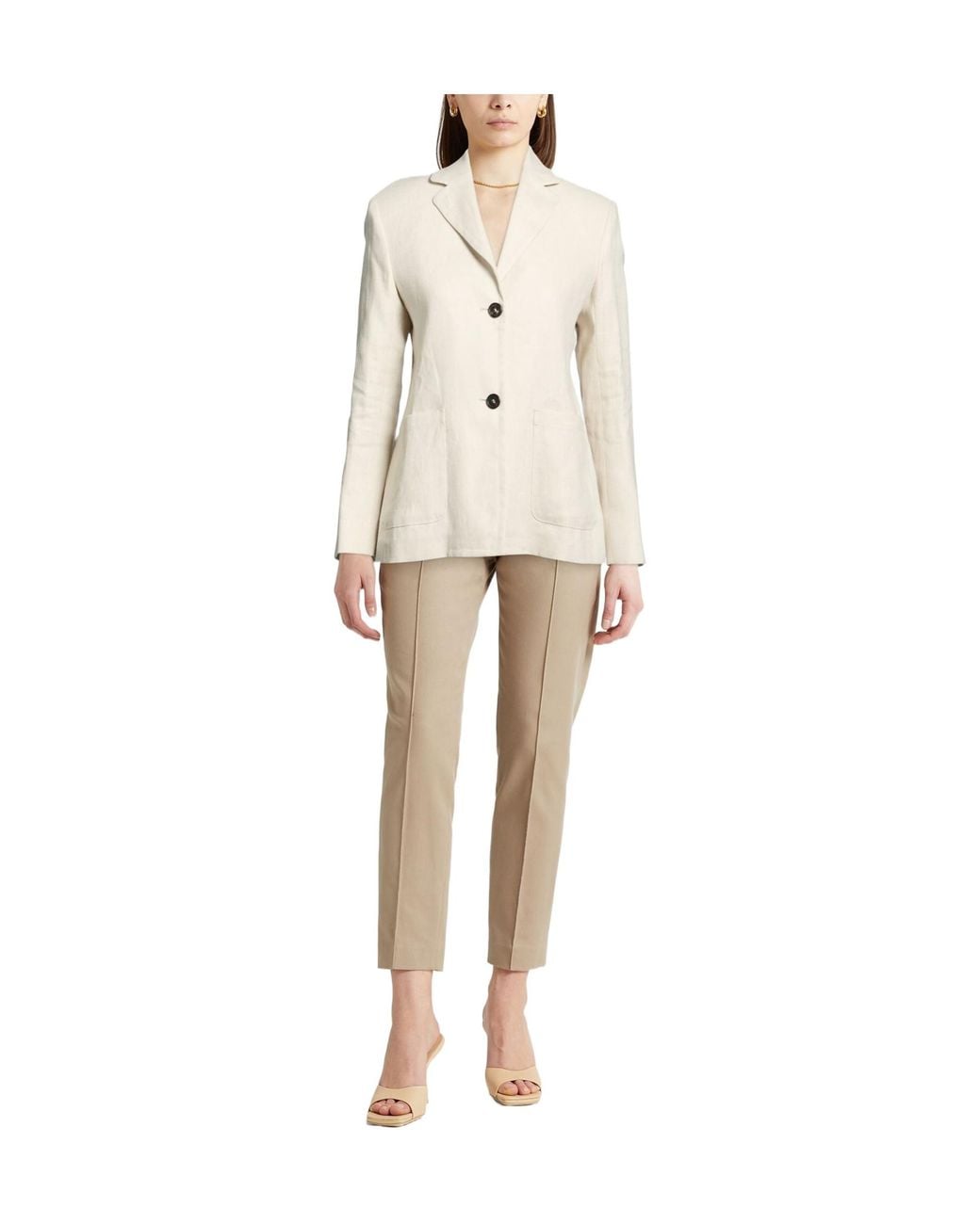 Max Mara Natural Minimalist Single-Breasted Linen Blazer
