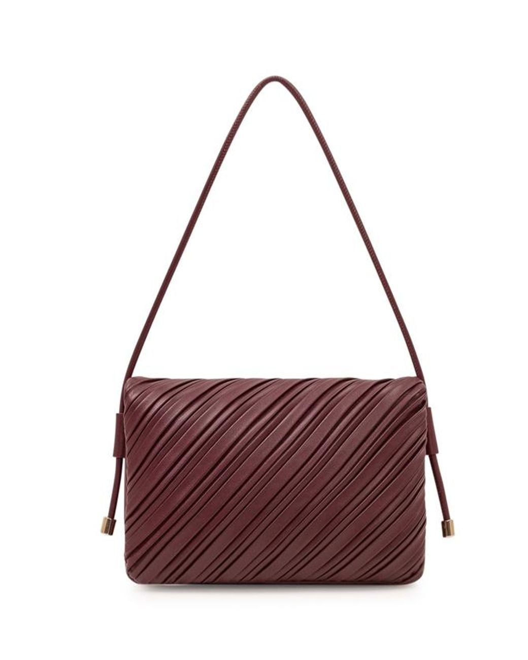 Victoria Beckham Purple Soft Dorian Pleated Leather Shoulder Bag