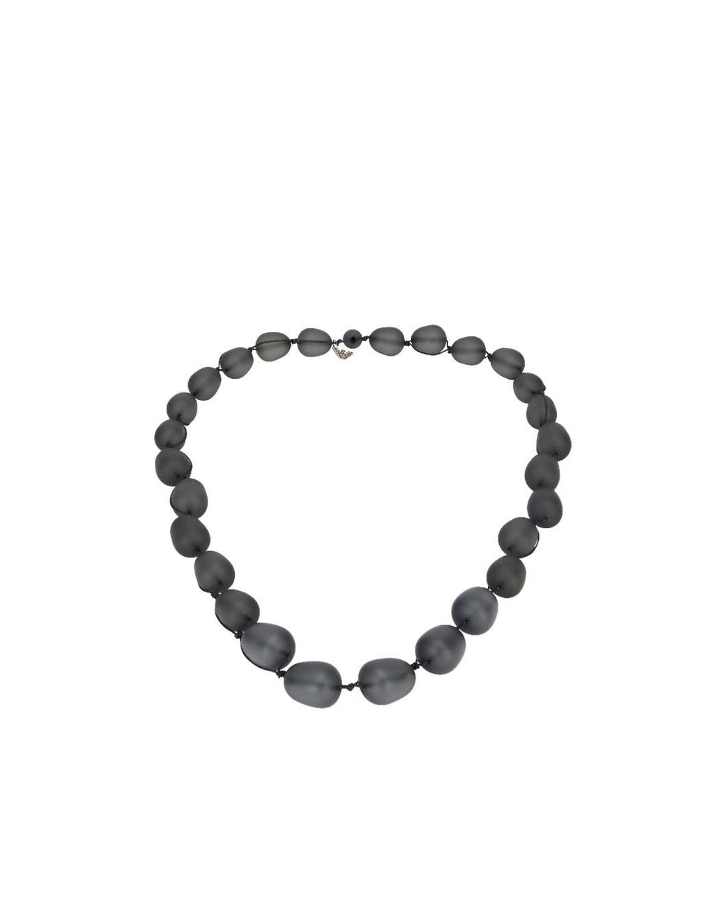 Emporio Armani Metallic Beaded Logo Plaque Necklace