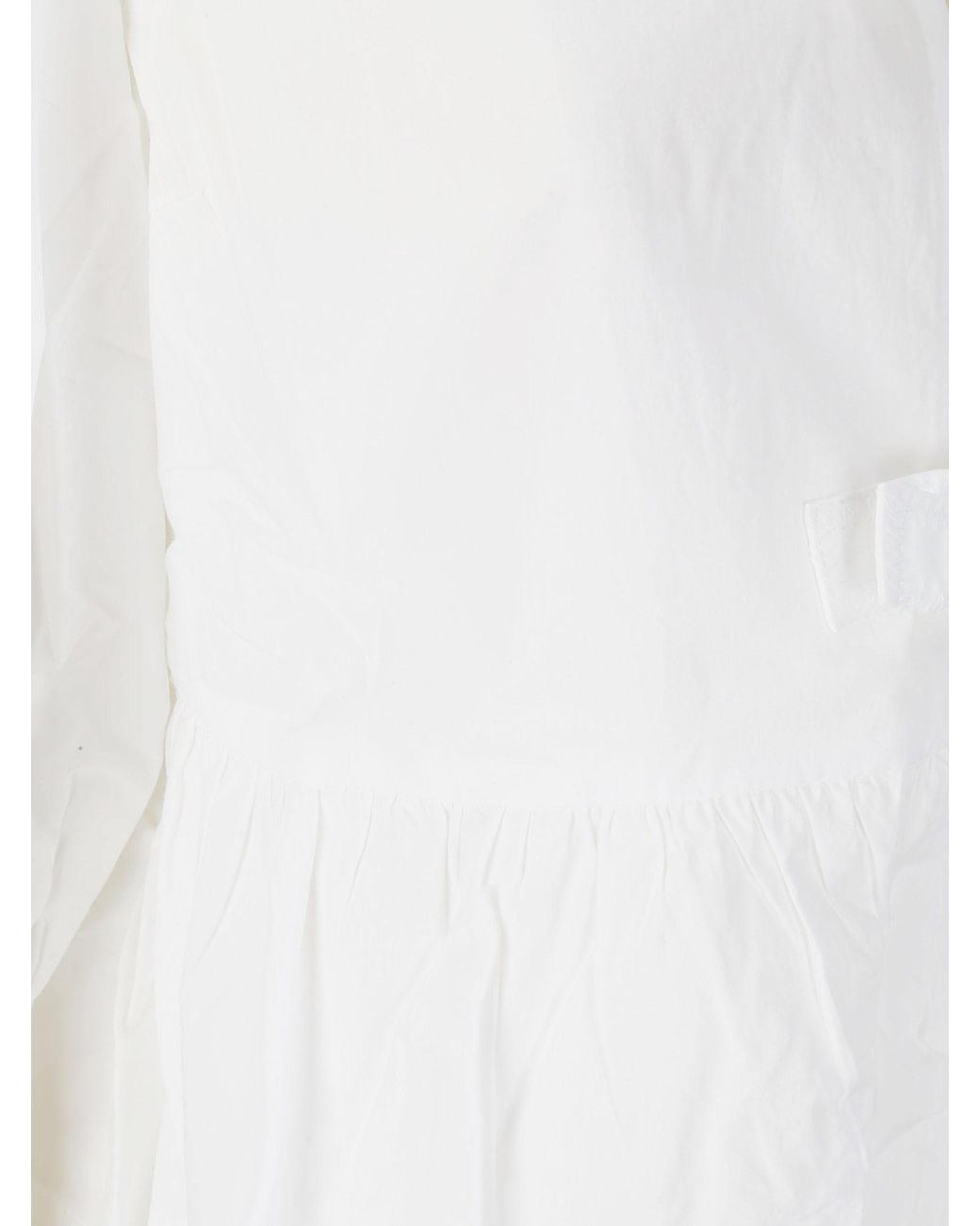 Ganni White Poplin Peplum Tie Blouse