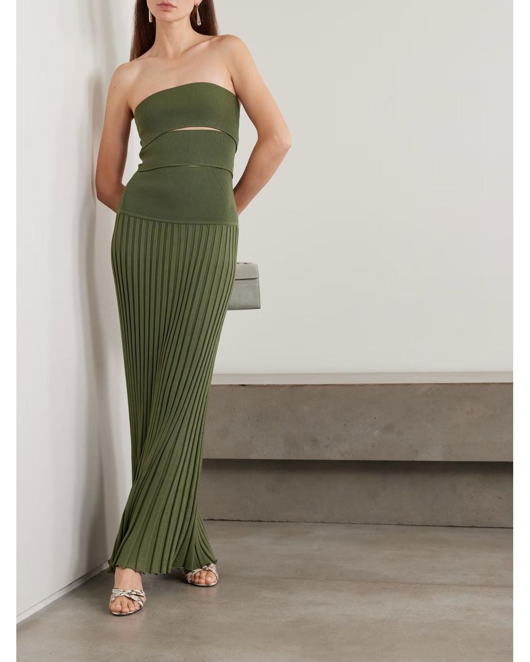 Christopher Esber Green Slash Strapless Dress