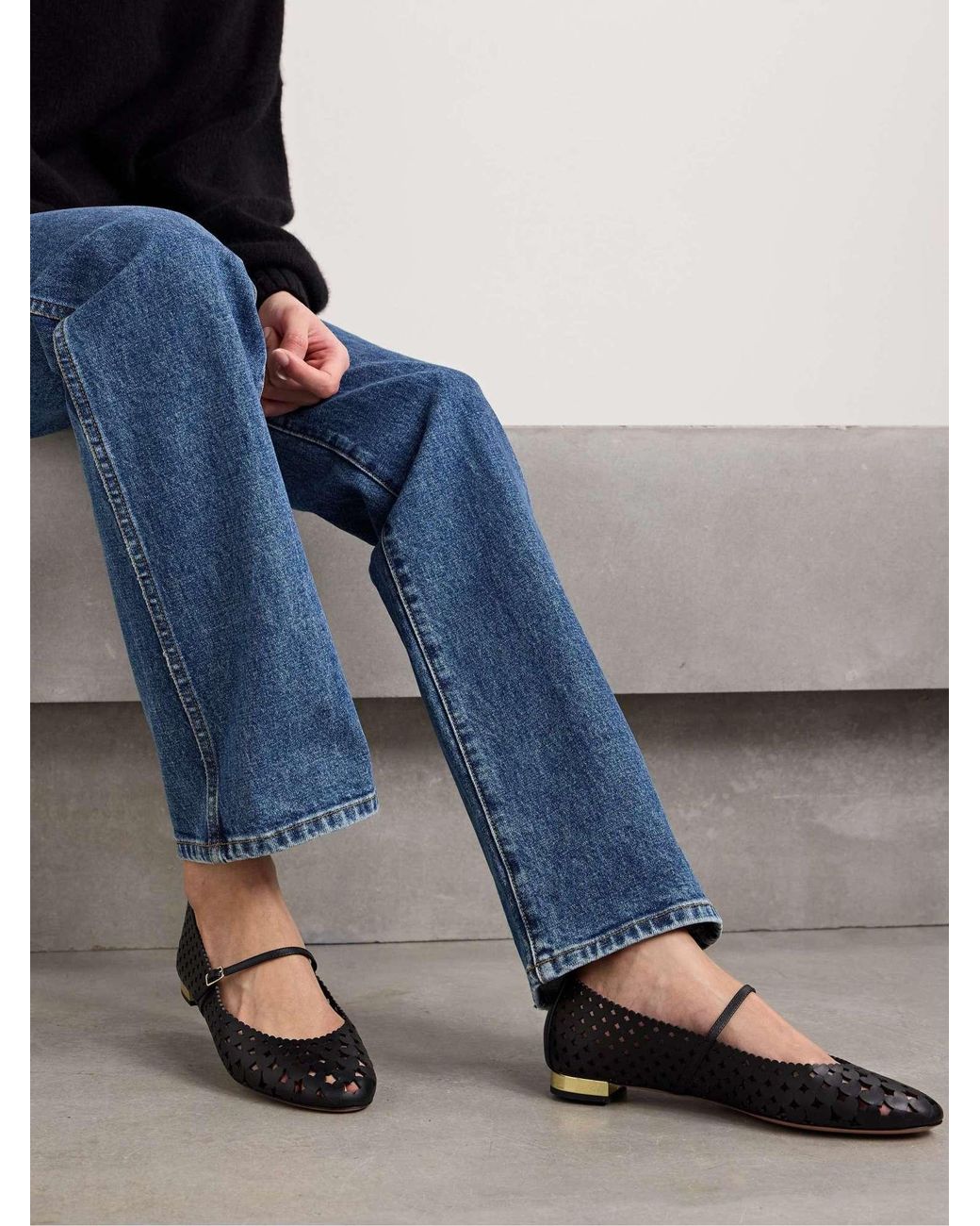 Aquazzura Black Amourose Ballet Flats