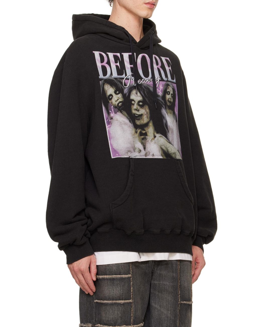 Doublet Black Before After Idol Hooded Hoodie for men