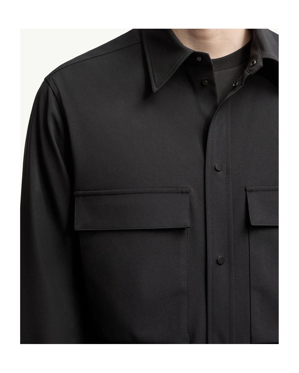 Moncler Black Long Sleeved Button-Up Shirt for men