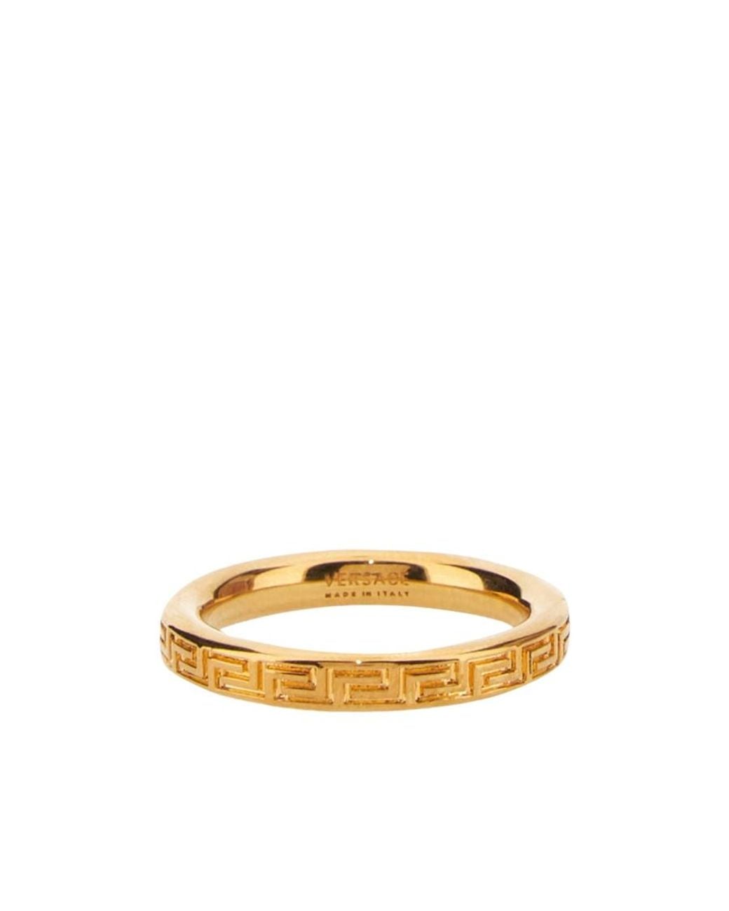 Versace Metallic Greek Key Engraved Ring for men