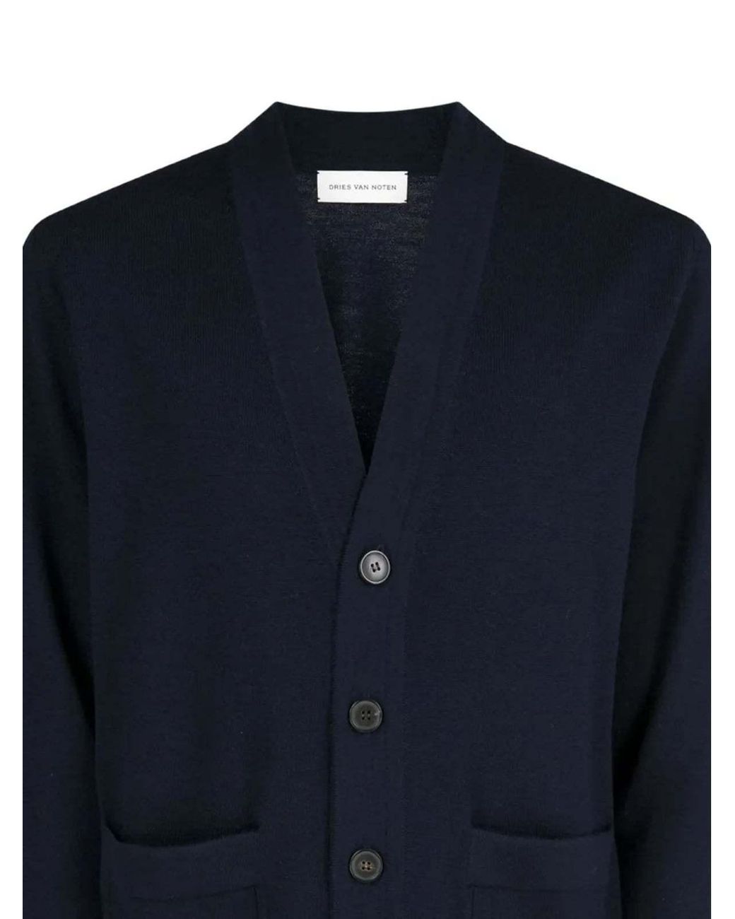 Dries Van Noten Blue Ribbed V-Neck Knit Top for men